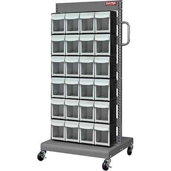 Shuter Mobile Parts Cart, 5 Flip Out Bins, 1-Sided, 24 Bins