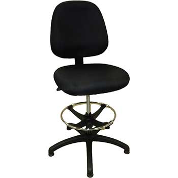 ShopSol All Purpose Workbench Chair Big and Tall, 18&quot;-25&quot;, Black Fabric