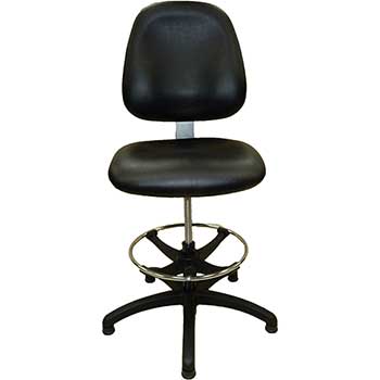 ShopSol All Purpose Workbench Chair Big and Tall, 18&quot;-25&quot;, Black Vinyl