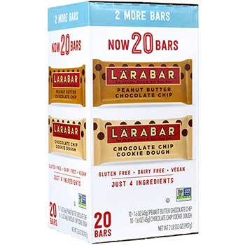 Larabar Variety Pack — Peanut Butter Chocolate Chip &amp; Chocolate Chip Cookie Dough, 1.6 oz., 20/Box