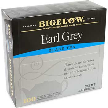 Bigelow Earl Grey, Black Tea, Full-Caffeine, Tea Bags, 100/Pack