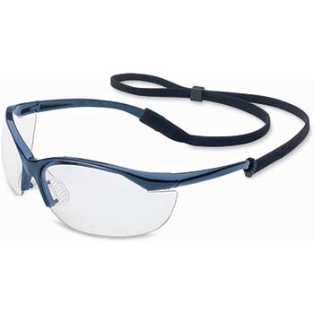 Uvex Vapor&#174; Safety Glasses, Blue Frame, Clear, Hard Coat Lens