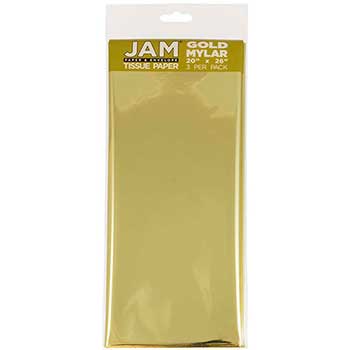 JAM Paper Tissue Paper, Gold Mylar, 3 Sheets