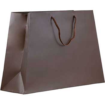 JAM Paper Matte Trapezoid Gift Bag with Rope Handles, 12&quot; x 5&quot; x 11&quot;, Chocolate Brown