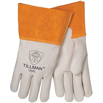 Tillman 1350 Top Grain Cowhide MIG Welding Gloves, Unlined, 4&quot; Cuff, Medium, Pair
