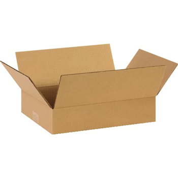 W.B. Mason Co. Flat Corrugated Boxes, 14&quot; x 10&quot; x 3&quot;, Kraft, 25/Bundle