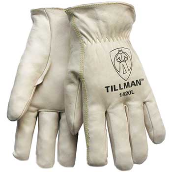 Tillman 1420 Top Grain Cowhide Drivers Gloves, Straight Thumb, White, Medium