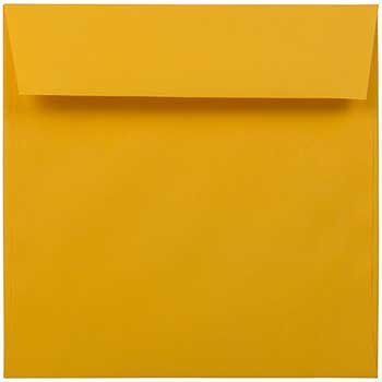 JAM Paper Square Invitation Envelopes, 5 1/2&quot; x 5 1/2&quot;, Gold Yellow, 25/PK