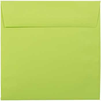 JAM Paper Square Invitation Envelopes, 5 1/2&quot; x 5 1/2&quot;, Ultra Lime, 25/PK