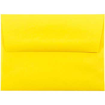JAM Paper A2 Invitation Envelopes, 4 3/8&quot; x 5 3/4&quot;, Yellow Recycled, 50/BX
