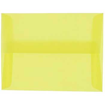 JAM Paper A6 Translucent Vellum Envelopes, 4 3/4&quot; x 6 1/2&quot;, Primary Yellow, 25/PK