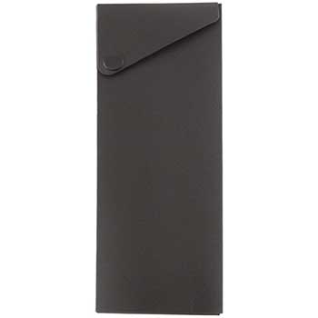 JAM Paper Plastic Sliding Pencil Case Box with Button Snap, Black