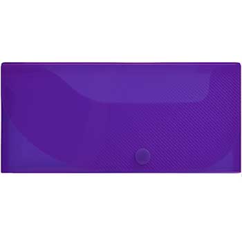 JAM Paper Plastic Snap Button Pencil Case Box, Purple
