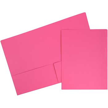 JAM Paper Premium Matte Cardstock Twin Pocket Folders, Magenta Pink, 100/BX