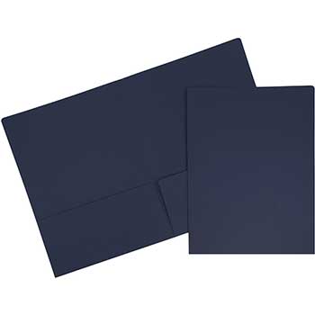 JAM Paper Premium Matte Cardstock Twin Pocket Folders, Navy Blue, 100/BX