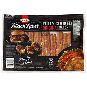 Hormel Black Label Fully Cooked Bacon, 9.5 oz., 72/CS