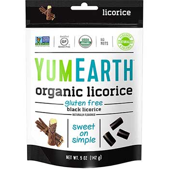 YumEarth Organic Gluten Free Black Licorice, 5 oz., 4/PK