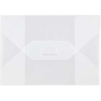 JAM Paper Plastic Portfolio Envelope with Tuck Flap Closure, 4 1/4&quot; x 6 1/4&quot; x 1/4&quot;, Clear Frost