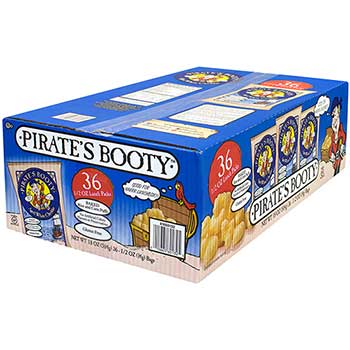 Pirate&#39;s Booty&#174; Natural Aged White Cheddar Baked Corn Puffs, 0.5 oz., 36/BG