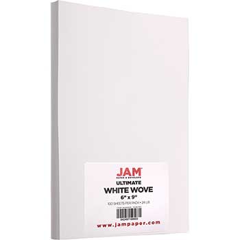 JAM Paper Strathmore Wove Paper, 24 lb, 6&quot; x 9&quot;, Ultimate White, 100 Sheets/Box
