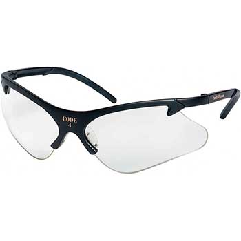 Smith &amp; Wesson Code 4 Safety Glasses, Clear Lenses with Black Frame, Unisex, 1 Pair