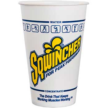 Sqwincher Waxed Cups, 12 oz, Paper, Blue/Yellow/White, 2000/Case