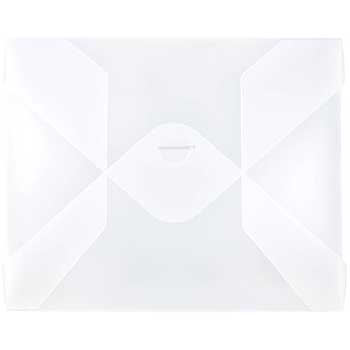 JAM Paper Plastic Portfolio Envelope with Tuck Flap Closure, 9 1/2&quot; x 11 7/8&quot; x 1/4&quot;, Clear Frost