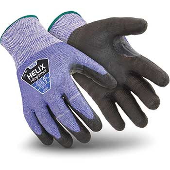 HexArmor Helix High Cut Gloves,Knit, Blue, PU Dip, Size XL