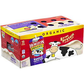 Horizon Organic Vanilla Lowfat Milk, 8 oz., 18/CS