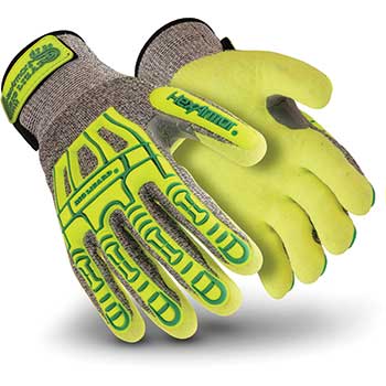 HexArmor Rig Lizard Knit Gloves, Sandy Nitrile Dip and Palm Padding, Velcro Closure, Size XL