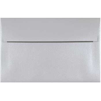 JAM Paper A9 Premium Metallic Envelopes, 5 3/4&quot; x 8 3/4&quot;, Silver Pearlized Elegance Stardream, 250/CT