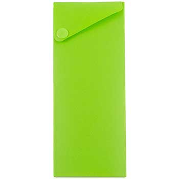 JAM Paper Plastic Sliding Pencil Case Box with Button Snap, Lime Green, 6/PK