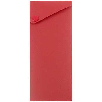JAM Paper Plastic Sliding Pencil Case Box with Button Snap, Red