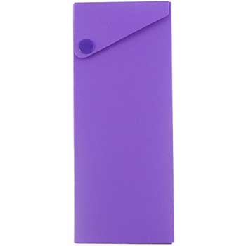 JAM Paper Plastic Sliding Pencil Case Box with Button Snap, Purple