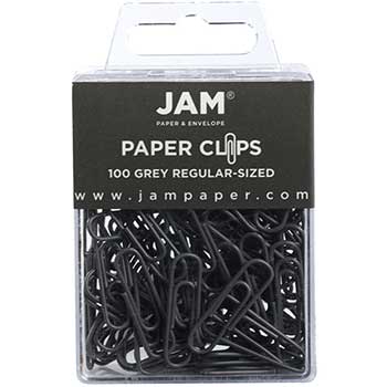 JAM Paper Paper Clips, Regular, Grey, 100/PK, 3 PK/BX