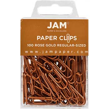 JAM Paper Colorful Standard Paper Clips, 1&quot;, Rose Gold, 2/PK