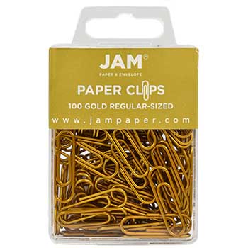 JAM Paper Paper Clips, Regular, Gold, 100/PK, 3 PK/BX