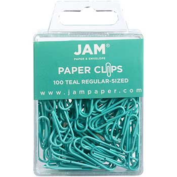 JAM Paper Colorful Standard Paper Clips, 1&quot;, Teal, 2/PK