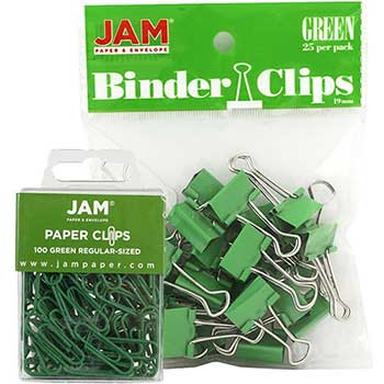 JAM Paper Office Desk Supplies Bundle, Green, 2/PK
