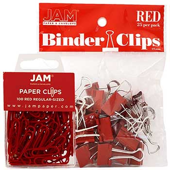 JAM Paper Office Desk Supplies Bundle, Red, 2/PK