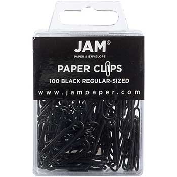 JAM Paper Paper Clips, Regular, Black, 100/PK, 3 PK/BX