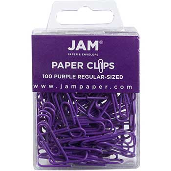 JAM Paper Paper Clips, Regular, Purple, 100/PK, 3 PK/BX