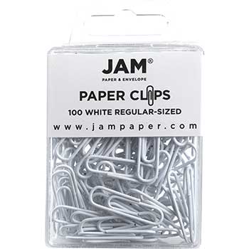JAM Paper Paper Clips, Regular, White, 100/PK, 3 PK/BX