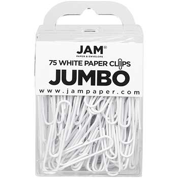 JAM Paper Paper Clips, Jumbo, White, 75/PK, 3 PK/BX