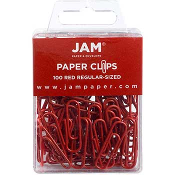 JAM Paper Paper Clips, Regular, Red, 100/PK, 3 PK/BX