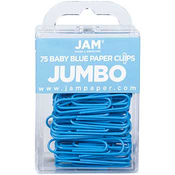 JAM Paper Paper Clips, Jumbo, Baby Blue, 75/PK, 3 PK/BX