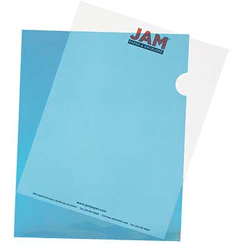 JAM Paper Plastic Sleeves, Letter Size, 9&quot; x 11 1/2&quot;, Blue, 600/CT