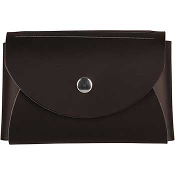JAM Paper Italian Leather Snap Business Card Cases with Round Flap, 2 1/4&quot; x 3 1/2&quot; x 3/4&quot;, Dark Brown, 100/BX