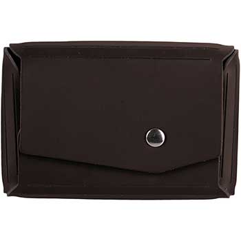 JAM Paper Italian Leather Snap Business Card Cases with Angular Flap, Dark Brown, 100/BX