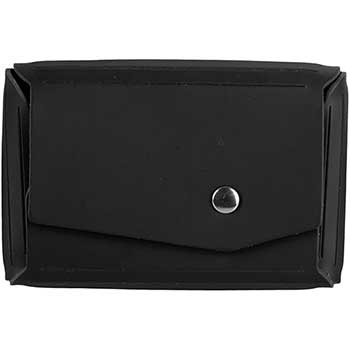 JAM Paper Italian Leather Snap Business Card Cases with Angular Flap, Black, 100/BX